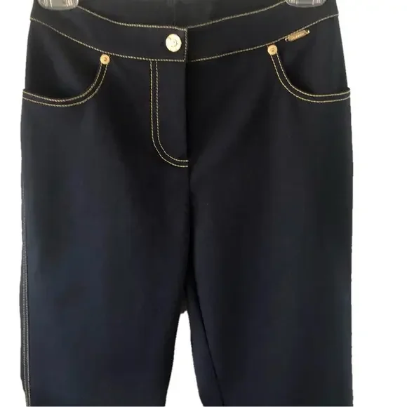 St. John Sport bootcut jeans Vintage Y2K size 0 gold logo & stitching dark navy - Picture 3 of 12